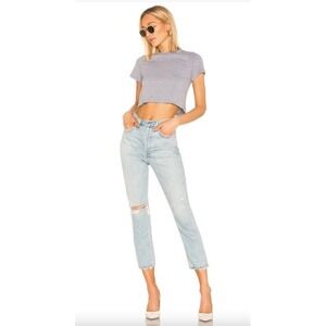 AGOLDE Riley High Rise Straight Crop in Shatter Blue 25 Baddie Edgy Offduty VSCO